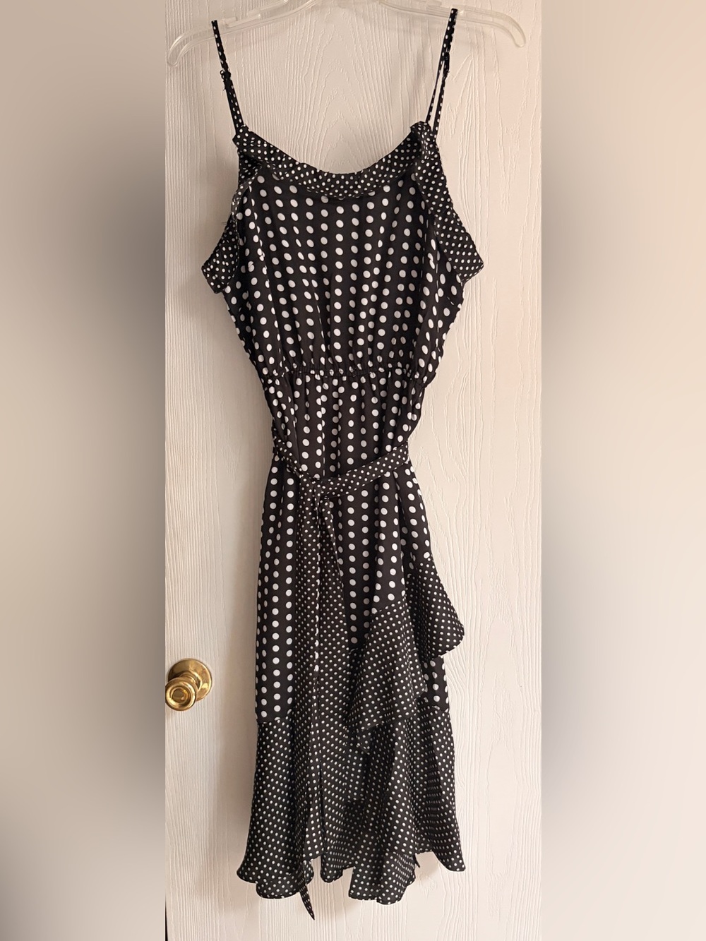 Beulah Black and White Polka Dot Ruffled Slip Dress-Never been worn.